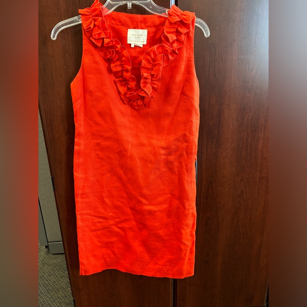 Kate Spade Orange Linen Dress with Ruffles